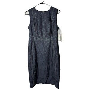 NWT Calvin Klein Sheath Poka Dot Dress Size 8 Navy With Dots Sleeveless